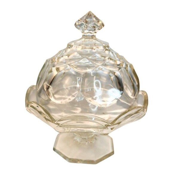 L E Smith Clear Glass Dominion Candy Dish Bowl Box With Lid 7.5" H Vintage Decor - Picture 7 of 10
